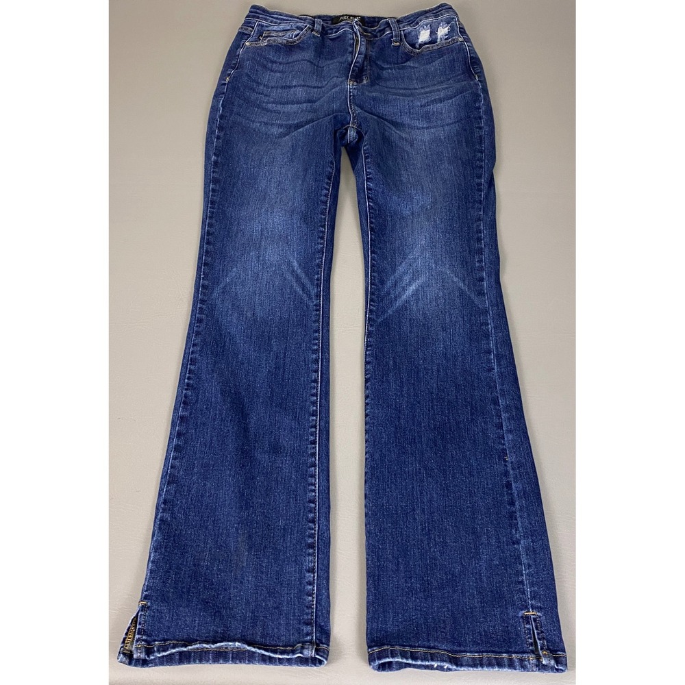 Judy Blue Slim Bootcut Jeans Women's Size 13/31 Blue Dark Wash Distressed
